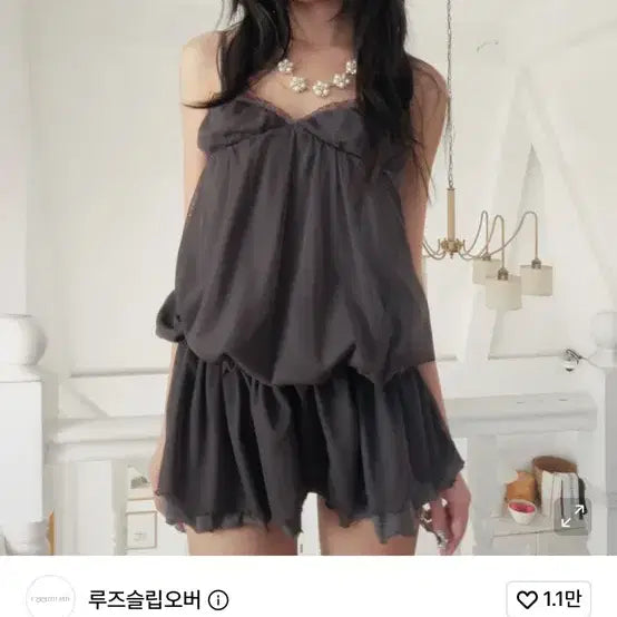[BUNJANG] Loose Sleepover Sheer Layered Two-Way Dress Dark Grey / 루즈슬립오버 쉬어 레이어드 투웨이 드레스 다크 그레이