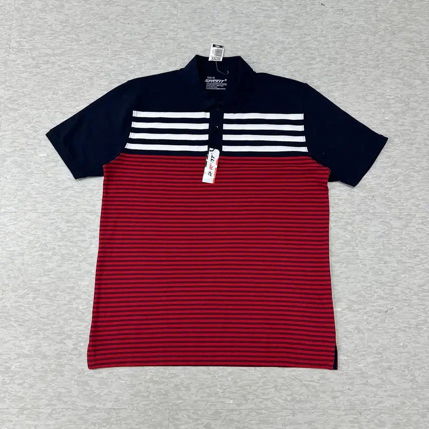 [BUNJANG] Sprint Navy/Red Stripe Short-Sleeve Polo T-Shirt XL / 스프린트 네이비/레드 스트라이프 반팔 카라티 XL 새상품