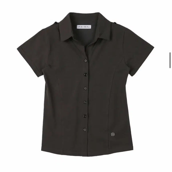 [BUNJANG] Hebism Two-Way Collar Shirt Charcoal / 해비즘 투웨이 카라 셔츠 차콜