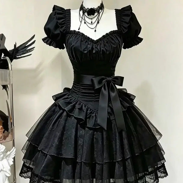 [BUNJANG] Gothic Core Goth Lolita Frill Aristocratic Dress / 고딕코어 고스로리 음산 프릴 귀족 드레스 고스펑크 코스프레