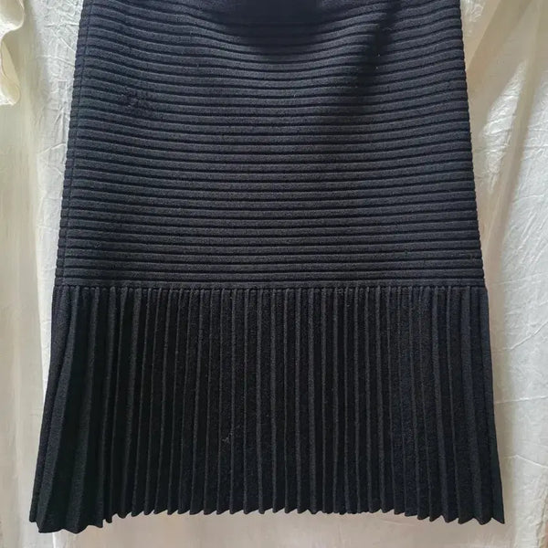 [BUNJANG] Sandro Pleated Knit Skirt Black / 산드로주름 니트 스커트 블랙