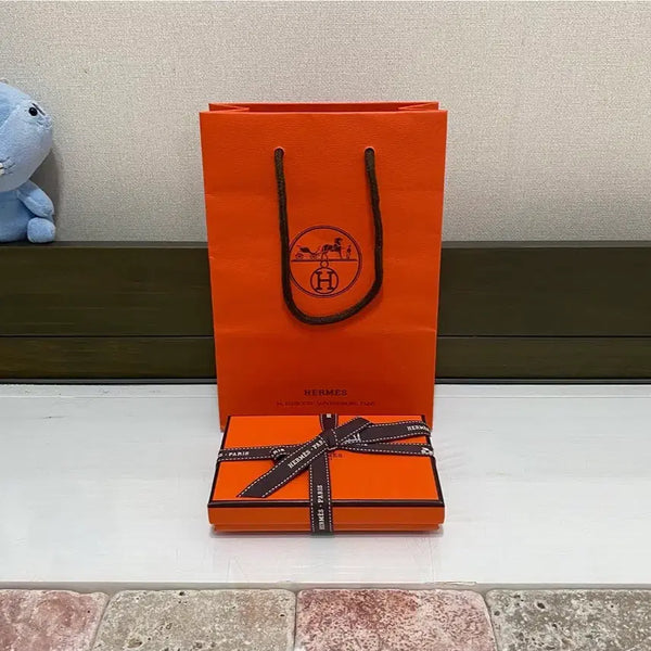 [BUNJANG] Hermès Cardholder Box Set with Inserts, Ribbon, and Shopping Bag / 에르메스 카드지갑박스 + 속지 + 리본 + 쇼핑백