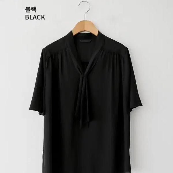 [BUNJANG] Chiffon Black Tie Blouse / (새상품)쉬폰  블랙 타이 블라우스