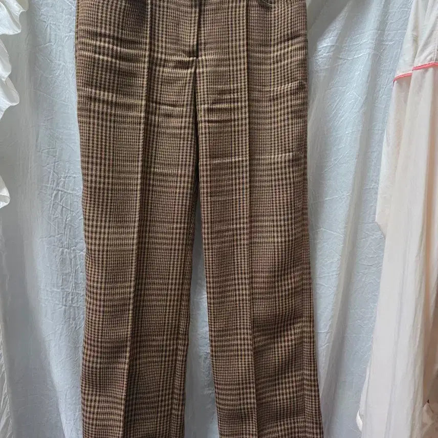 [BUNJANG] Maje Check Slacks Brown / 마쥬,체크 바지 브라운