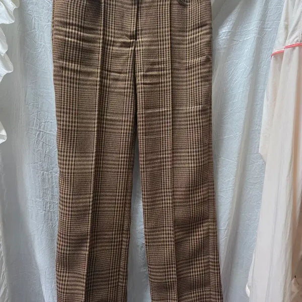 [BUNJANG] Maje Check Slacks Brown / 마쥬,체크 바지 브라운