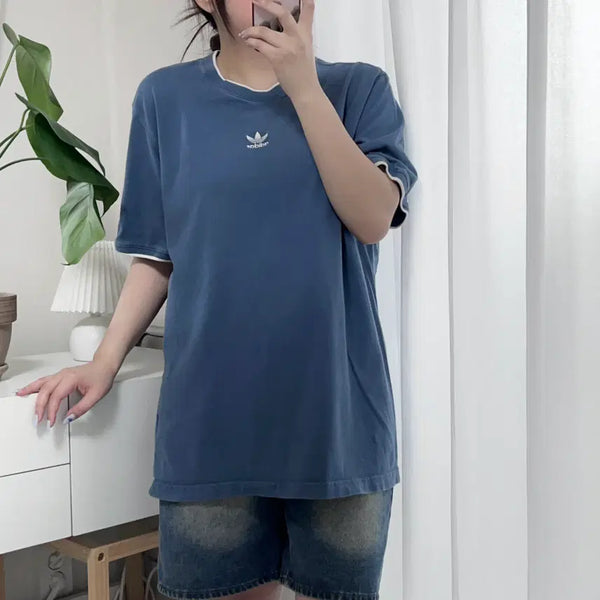 [BUNJANG] Adidas Deep Sora Center Trefoil Logo Short Sleeve T-Shirt XL / 아디다스 딥소라 중앙트레포일 반팔티 [ XL ]