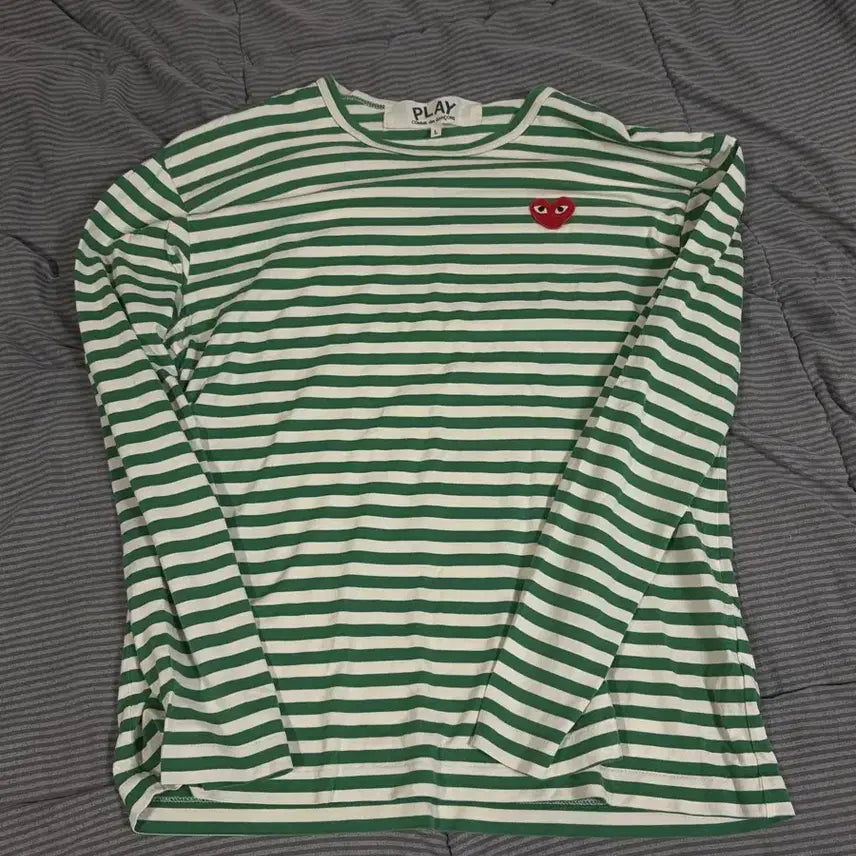 [BUNJANG] Comme des Garçons Long Sleeve Green Stripe Shirt / 꼼데가르송 롱슬리브 그린