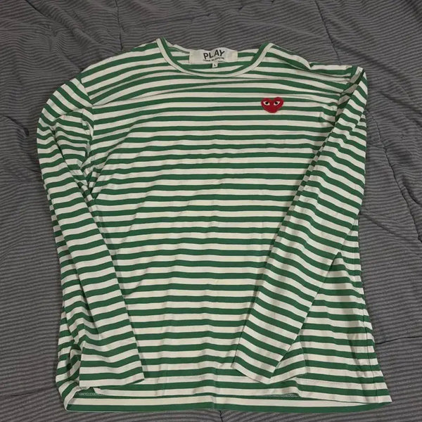 [BUNJANG] Comme des Garçons Long Sleeve Green Stripe Shirt / 꼼데가르송 롱슬리브 그린