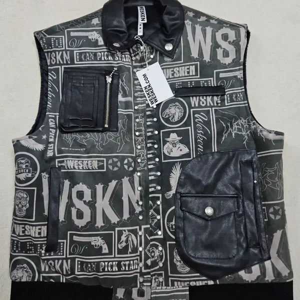 [BUNJANG] Westen M1W Battle Graphic Padded Vest Stud Detail / 웨스켄 엠에이원비 배틀 그래픽 스터드 디테일 패디드 베스트 급처