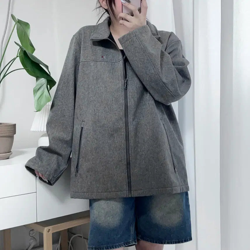 [BUNJANG] Tommy Hilfiger Grey Softshell Zip-Up Jacket (L) / 타미 그레이 소프트쉘 집업 자켓 [ L ]