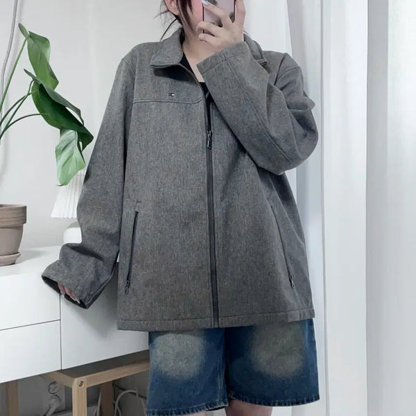 [BUNJANG] Tommy Hilfiger Grey Softshell Zip-Up Jacket (L) / 타미 그레이 소프트쉘 집업 자켓 [ L ]
