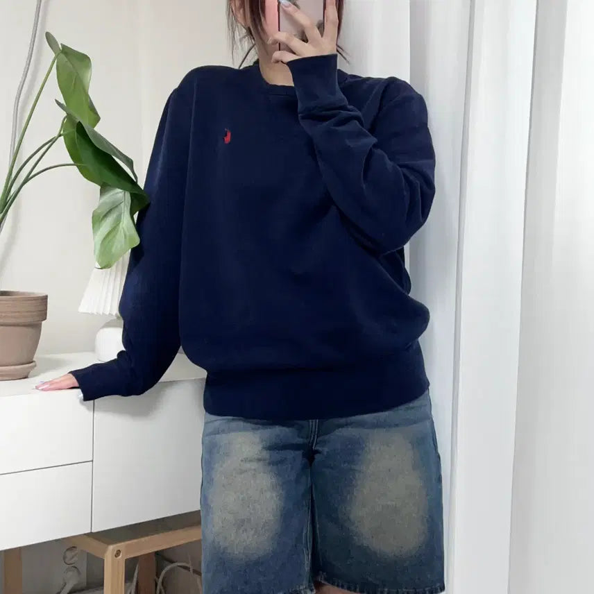 [BUNJANG] Polo Ralph Lauren Navy Red Pony Sweatshirt Medium / 폴로 네이비 / 레드포니 맨투맨 [ M ]