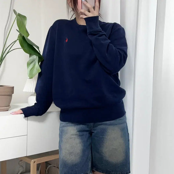 [BUNJANG] Polo Ralph Lauren Navy Red Pony Sweatshirt Medium / 폴로 네이비 / 레드포니 맨투맨 [ M ]