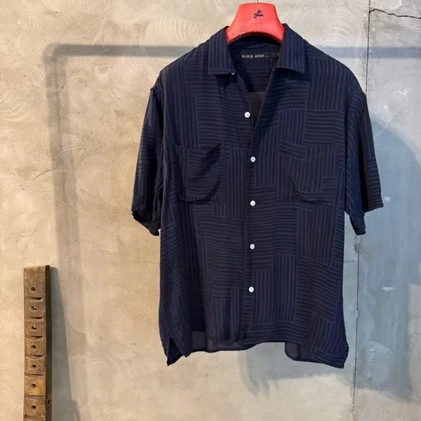 [BUNJANG] Niko and... Open Collar Shirt Navy/Blue Size 100 / NIKO AND 오픈카라넥 셔츠 남성100