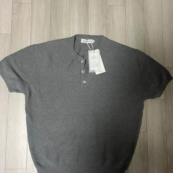 [BUNJANG] Union Blue Hard Twist Henley Neck Half Knit Melange Grey XL / 유니온블루 하드트위스트 헨리넥 하프 니트 멜란지그레이 XL