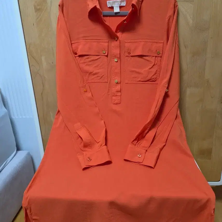 [BUNJANG] Michael Kors Orange Shirt Dress / 마이클 코어스 오렌지 셔츠 원피스