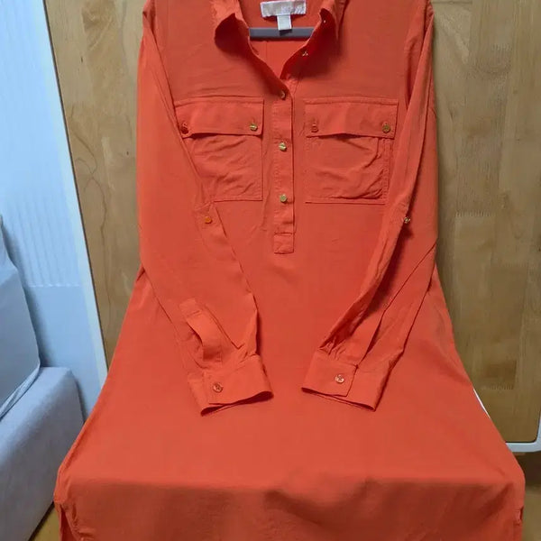 [BUNJANG] Michael Kors Orange Shirt Dress / 마이클 코어스 오렌지 셔츠 원피스