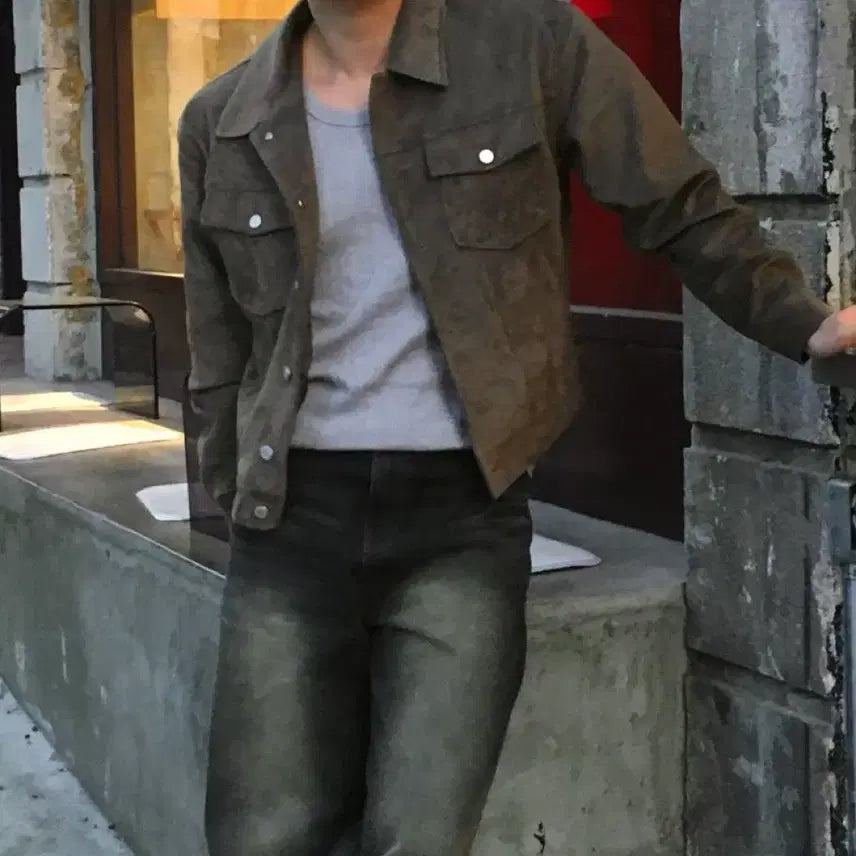 [BUNJANG] Men's Suede Trucker Jacket / 남자 스웨이드 트러커 자켓
