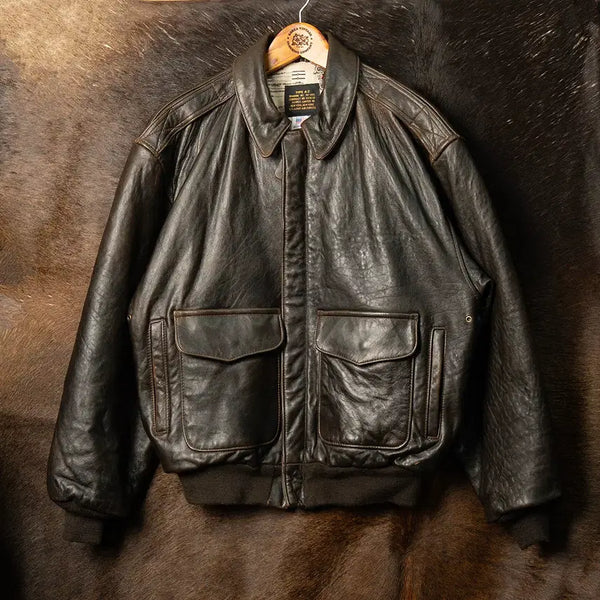 [BUNJANG] Avirex 80s Heavy Sheepskin A-2 Leather Flight Jacket / [108] 80s~ 아비렉스 헤비 쉽스킨 A-2 레더 플라이트 자켓 차심