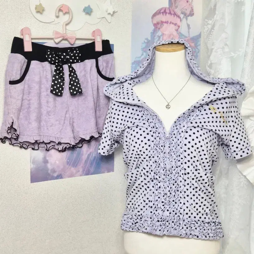 [BUNJANG] Sugar Doll Gelato Pique Dot Frill Roomwear / 도트 프릴 룸웨어 헤이세이 히메갸루 오네갸루 슈가돌 젤라또피케 리즈리사