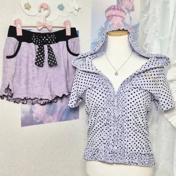 [BUNJANG] Sugar Doll Gelato Pique Dot Frill Roomwear / 도트 프릴 룸웨어 헤이세이 히메갸루 오네갸루 슈가돌 젤라또피케 리즈리사