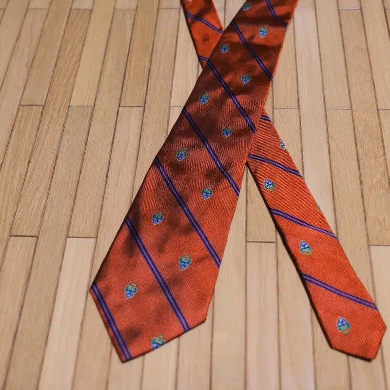 [BUNJANG] Polo Ralph Lauren Silk Necktie Orange Stripe Pattern / 폴로 랄프로렌 실크 넥타이 오렌지