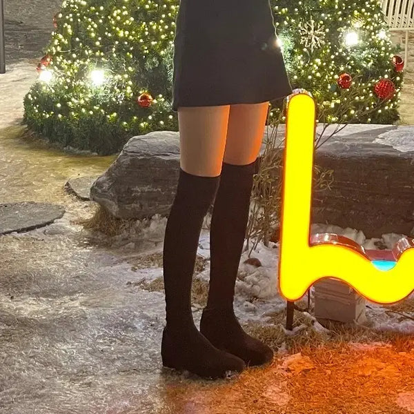 [BUNJANG] Black Stretch Suede Over-the-Knee Boots (235mm) / 검정색 싸이하이 부츠(235mm)