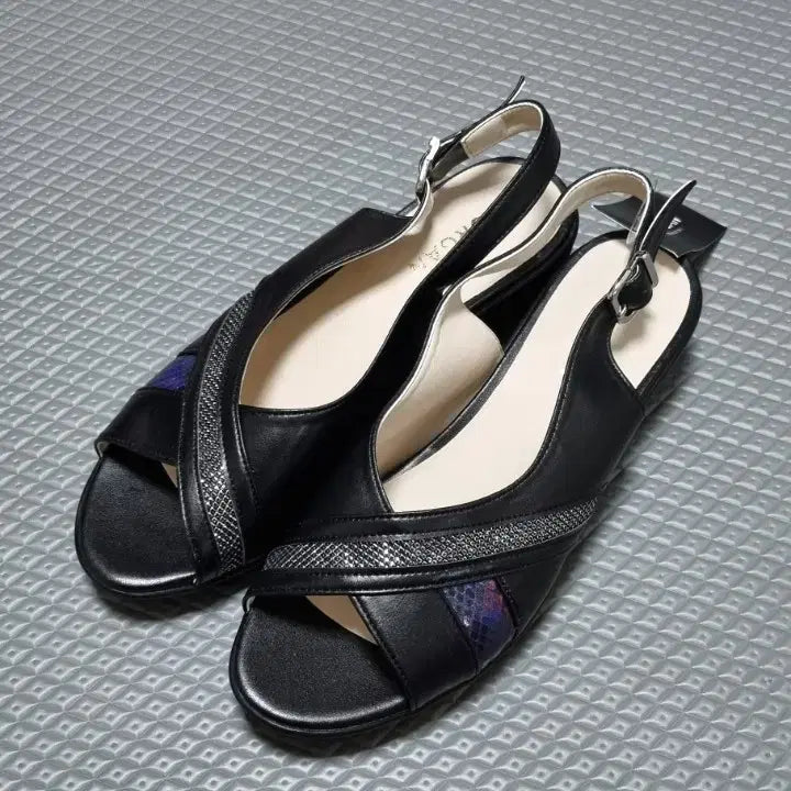 [BUNJANG] MORGAN Wedge Comfort Sandals Black (245) / 모르간 웨지 컴포트 샌들(245)