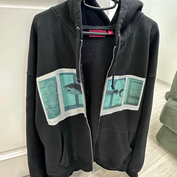 [BUNJANG] Supreme x Damien Hirst Zip-Up Hoodie Sweatshirt Black / 슈프림 x 데미안 허스트 집업 후드 스웨트셔츠 블랙 - 25SS