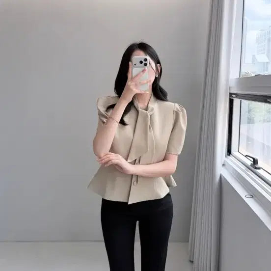 [BUNJANG] Lightme Puff Tie Jacket / 라이트미 퍼프 타이 자켓