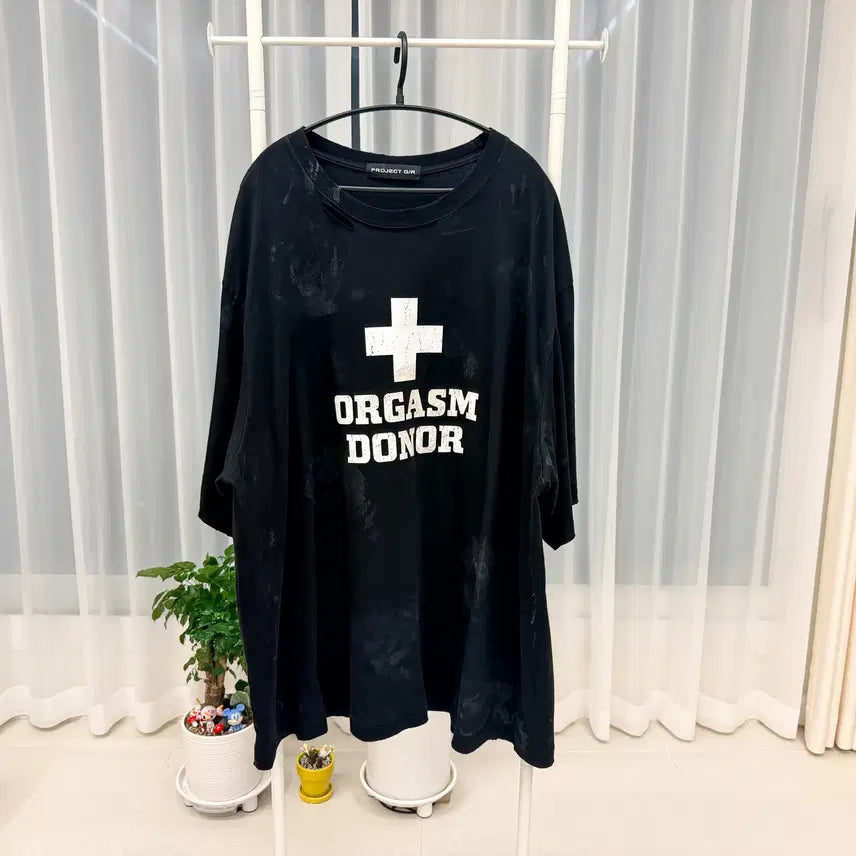 [BUNJANG] Project G/R Orgasm Donor T-Shirt Dirty Black / [2] 프로젝트 G/R 오르가즘 도너 티셔츠 더티 블랙