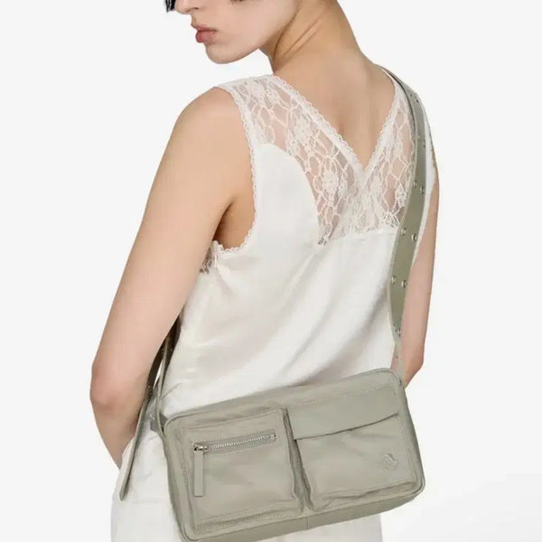 [BUNJANG] SUNBUN PROJECT Nylon Pocket Crossbody Bag Sage Green / 썬번프로젝트 나일론 포켓 크로스백 세이지그린
