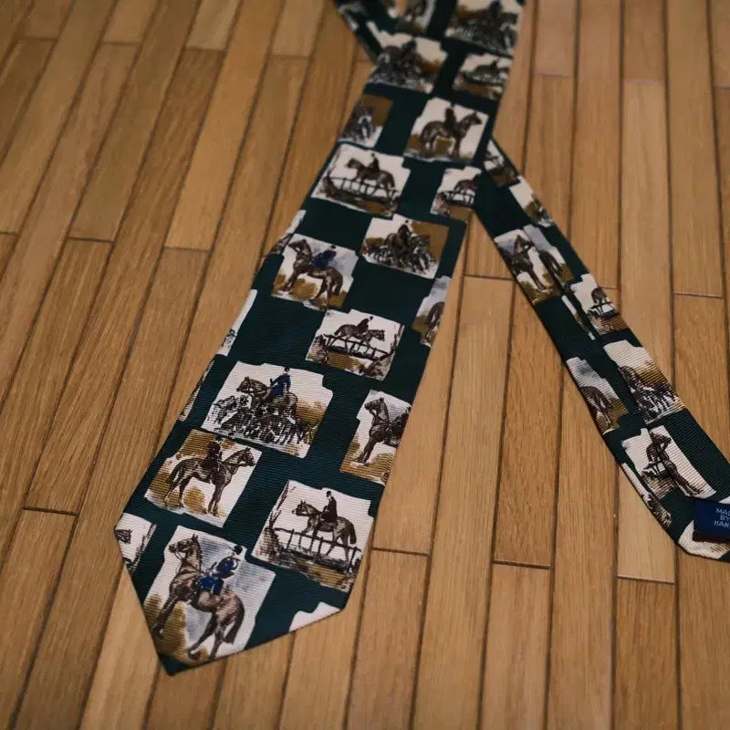 [BUNJANG] Polo Ralph Lauren Silk Necktie Equestrian Pattern / 폴로 랄프로렌 승마 패턴 실크 넥타이