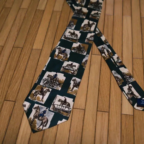 [BUNJANG] Polo Ralph Lauren Silk Necktie Equestrian Pattern / 폴로 랄프로렌 승마 패턴 실크 넥타이