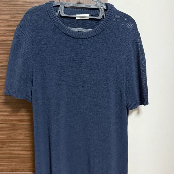 [BUNJANG] Sandro Homme Navy Fine Knit Short Sleeve T-Shirt (Size L) / 산드로옴므 네이비 파인 니트 반팔 L
