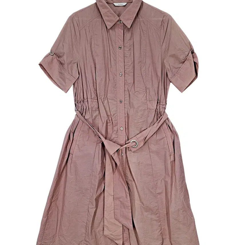 [BUNJANG] The Izzat Women's Classic Loose Fit Shirt Dress Rose Beige 88 / 더아이잗 여성 클래식한 루즈핏 셔츠원피스 88 로즈베이지 08404