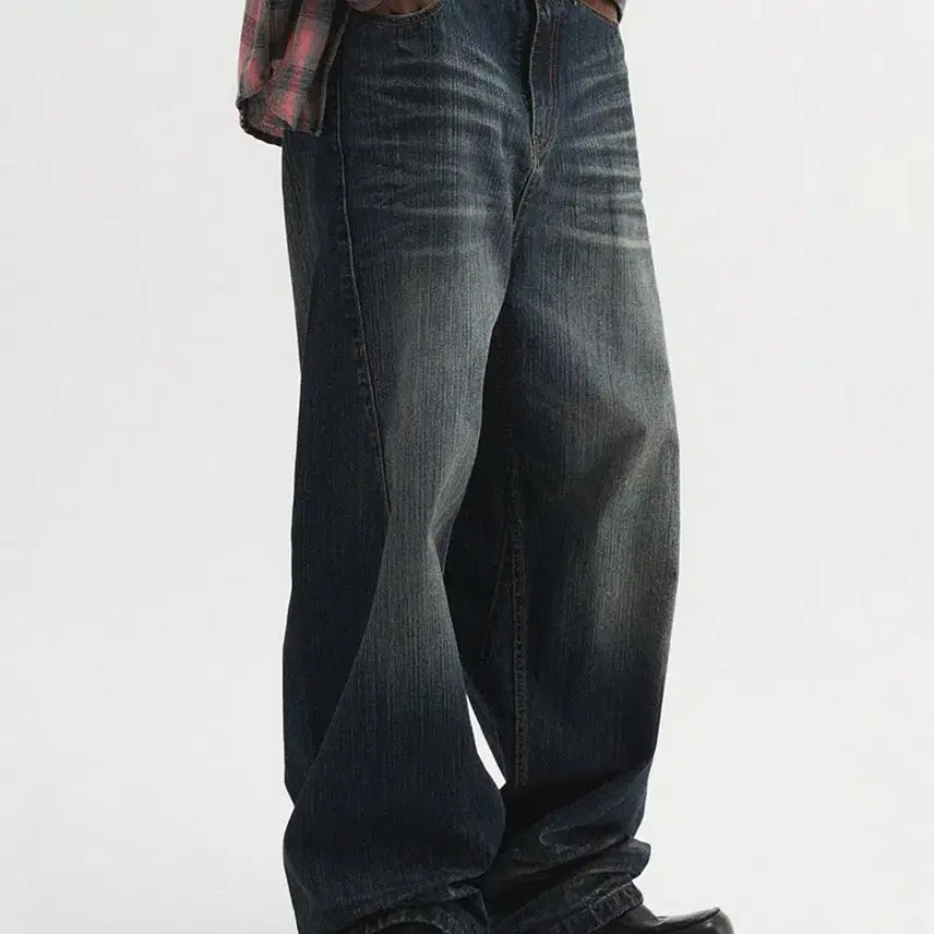 [BUNJANG] DNSR Wide Curved Denim Pants Blue M / 디앤에스알 DNSR 와이드 커브드 데님 팬츠 블루 바지 M