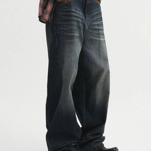 [BUNJANG] DNSR Wide Curved Denim Pants Blue M / 디앤에스알 DNSR 와이드 커브드 데님 팬츠 블루 바지 M