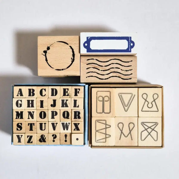 [BUNJANG] Vintage Wood Stamps and Masking Tape Set / 여러 빈티지 우드 스탬프 막스 마스킹테이프 mt 리본 툴스투리브바이