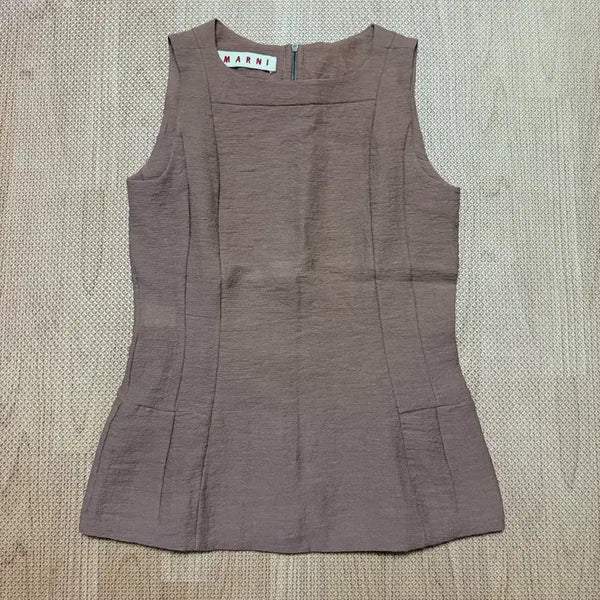 [BUNJANG] Marni Sleeveless Blouse Brown Cotton Blend Size 38 / 마르니 나시 블라우스 38 정품
