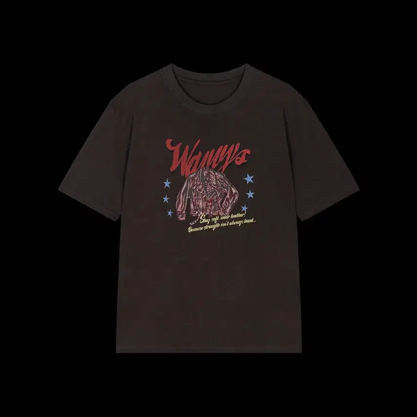 [BUNJANG] W.eness Leather Graphic T-Shirt Charcoal / [2]웨이비니스 레더 자켓 그래픽 티셔츠 차콜