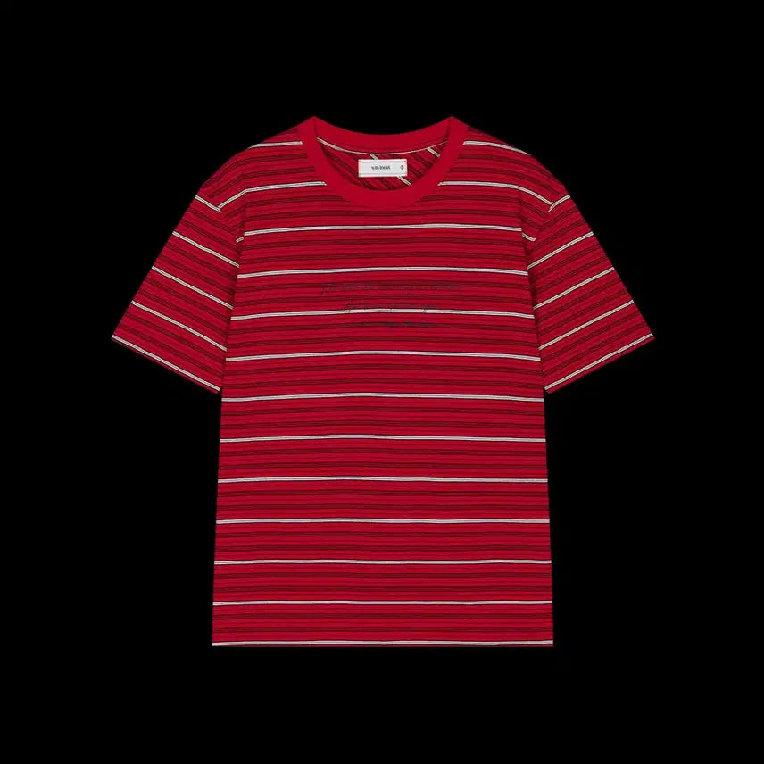 [BUNJANG] WAVINESS Multi Stripe Lettering T-Shirt Red / [2]웨이비니스 멀티 스트라이프 레터링 티셔츠 레드
