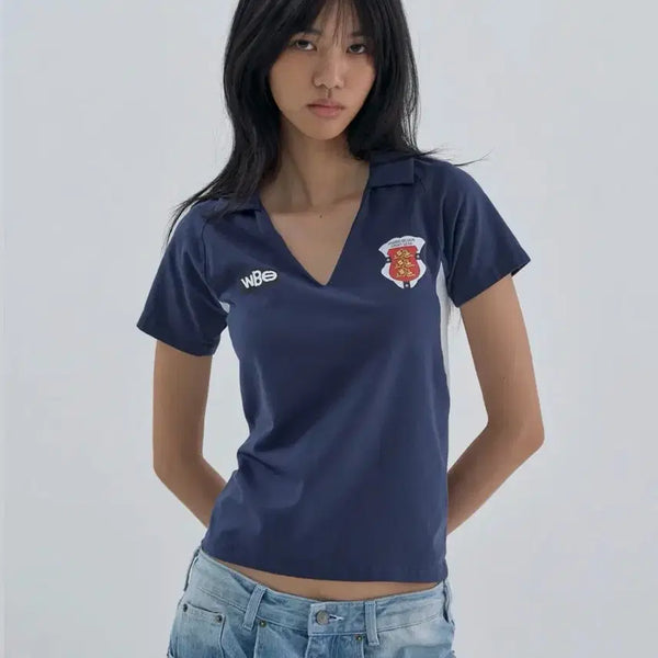 [BUNJANG] Wellbeing Express Cotton Football Half Sleeve T-Shirt Navy / 웰빙익스프레스 Cotton Football Half Sleeve Navy