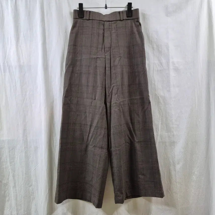 [BUNJANG] Uniqlo Vintage Brown Check Wide Pants / 유니클로 일본 구제 빈티지 브라운 체크 와이드 팬츠