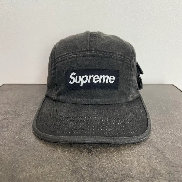[BUNJANG] Supreme Box Logo Washed Black Cotton Camp Cap / (OS) 슈프림 박스로고 캠프캡 모자 밀리터리 카고 워시드 블랙