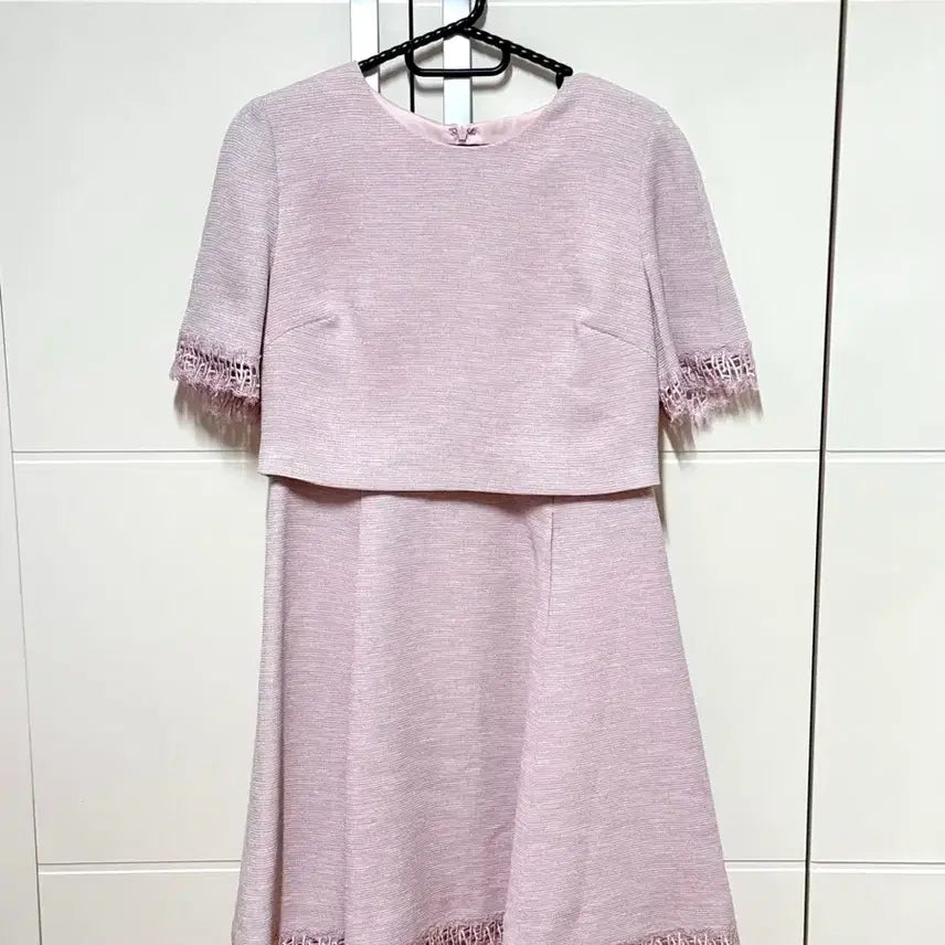 [BUNJANG] Ecolle de Paris Pink Tweed Summer Dress / 에꼴드파리 핑크 트위드 여름 원피스