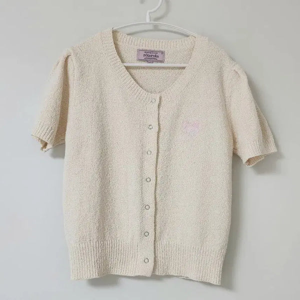 [BUNJANG] Rolleralroller Cropped Cardigan Ivory / 로라로라 크롭 가디건 아이보리