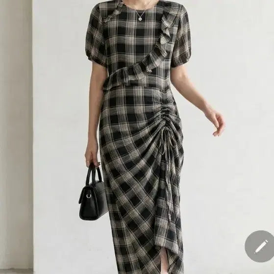 [BUNJANG] STAGE SEUL Check Long One-Piece Dress / STAGE SEUL 체크 롱 원피스 s