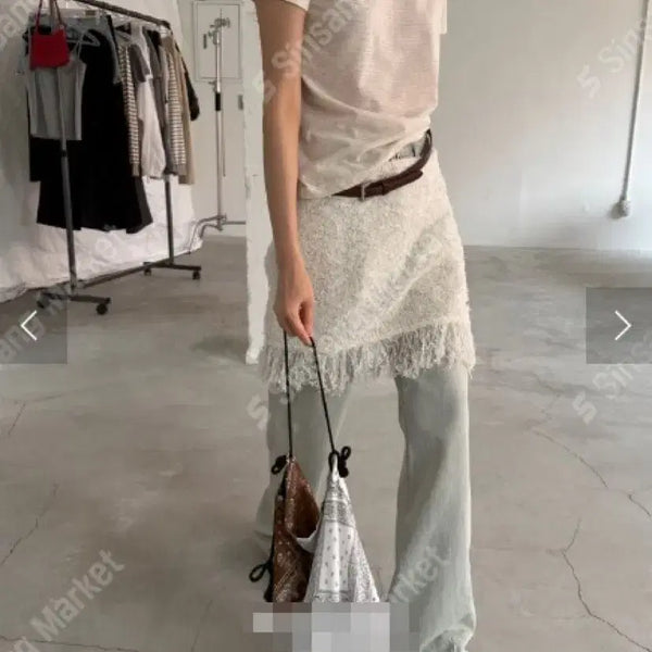 [BUNJANG] Knit Cover-up Layered Mini Skirt / 커버업 니트 스커트 레이어드