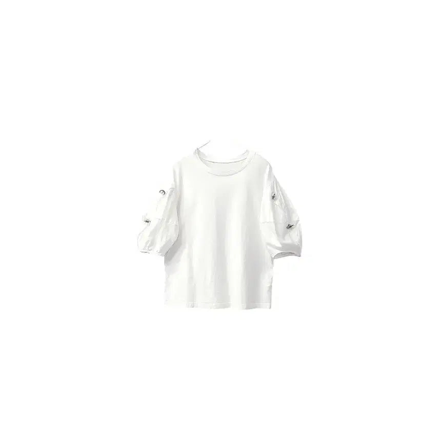 [BUNJANG] Jepyeong Marchen Volume Sleeve Bling Button T-Blouse / 제평 메르헨  볼륨소매 블링버튼  티블라우스